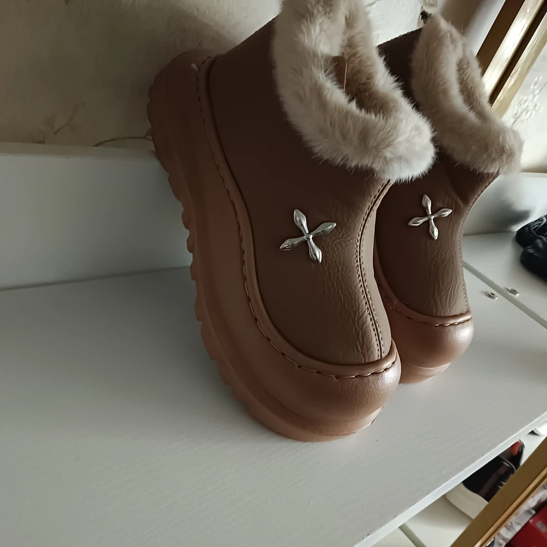 加绒保暖厚底金属扣包跟棉鞋女款秋冬季可外穿