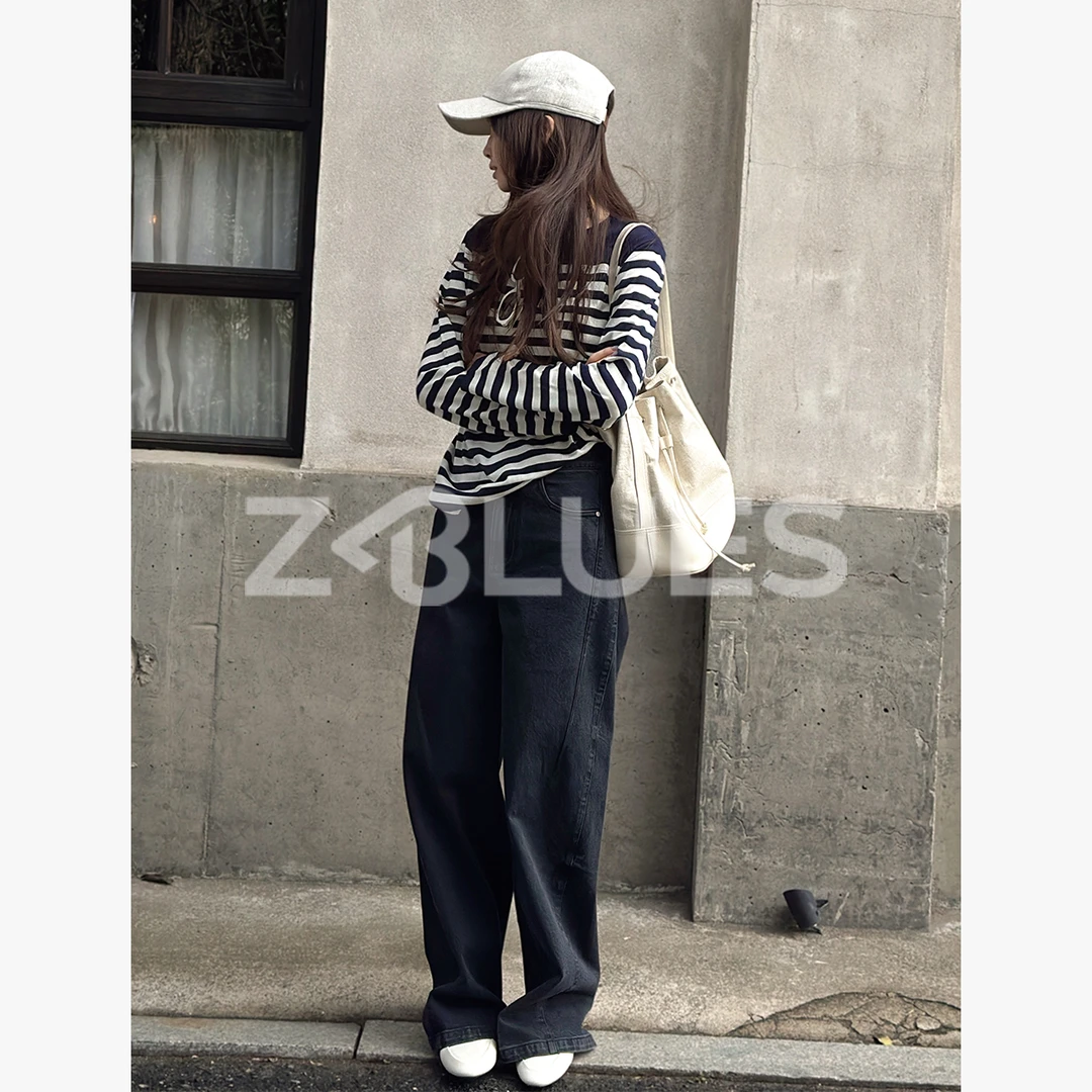 Z.blues【从容条纹】桑蚕丝混纺宽松打底条纹衫YZPY3583