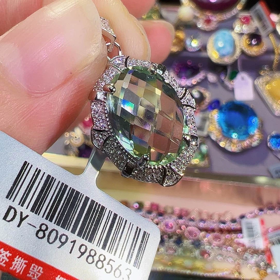 颈饰银S925镶嵌绿水晶