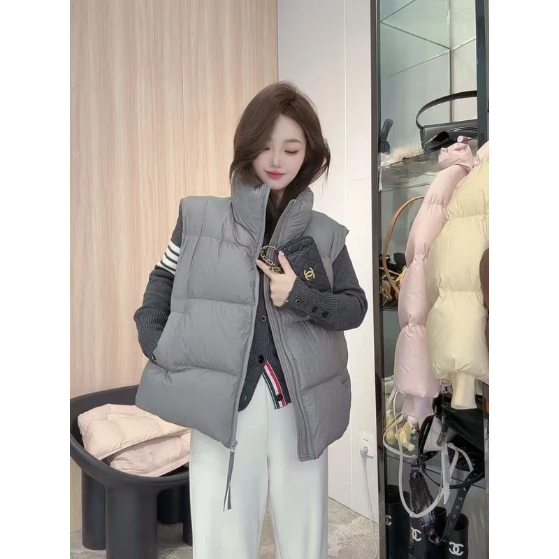 90%白鹅绒羽绒服马甲2025新款简约加厚韩版宽松秋冬坎肩立领背心