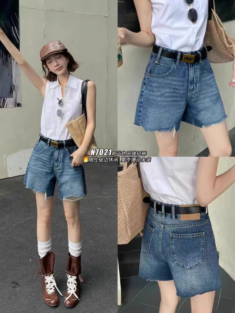 欧货jeans 2025夏季新款高腰显瘦百搭毛边牛仔短裤女阔腿裤热裤
