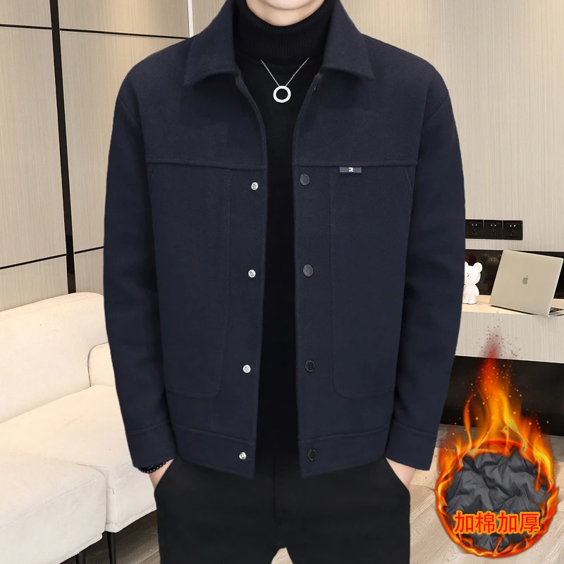 男士翻领二棉夹克2025秋冬款保暖加厚外套百搭上衣潮潮流宽松