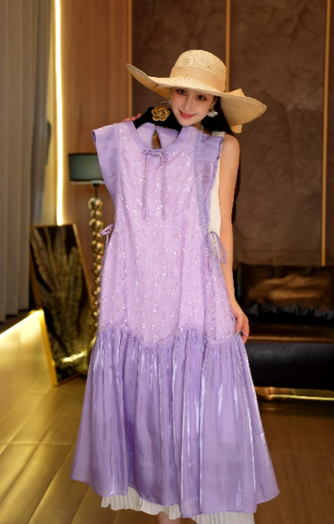 度假风无袖显瘦国风系减龄时尚连衣裙气质宽松Y260090