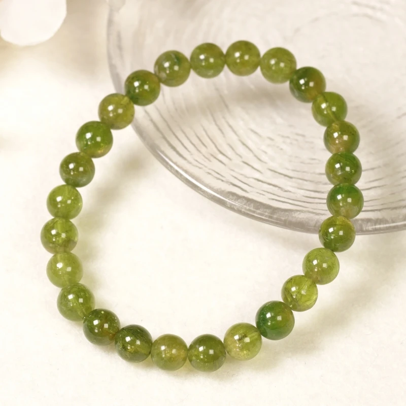 高品质天然老矿纯绿碧玺单圈手串7mm+（一物一证）多样性发一条