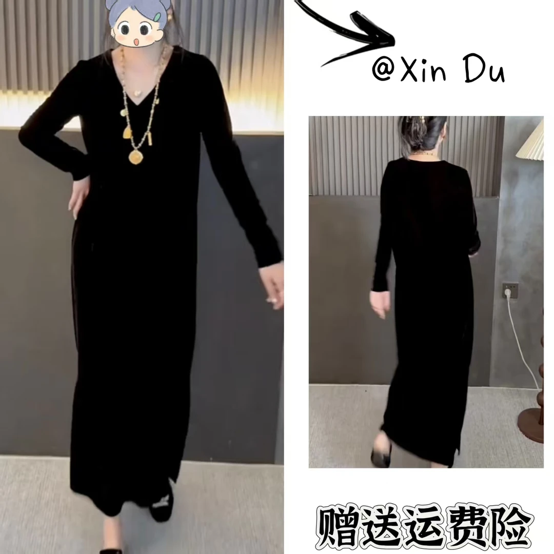 2025秋季新款时尚显瘦气质女士网红洋气连衣裙百搭款D22920