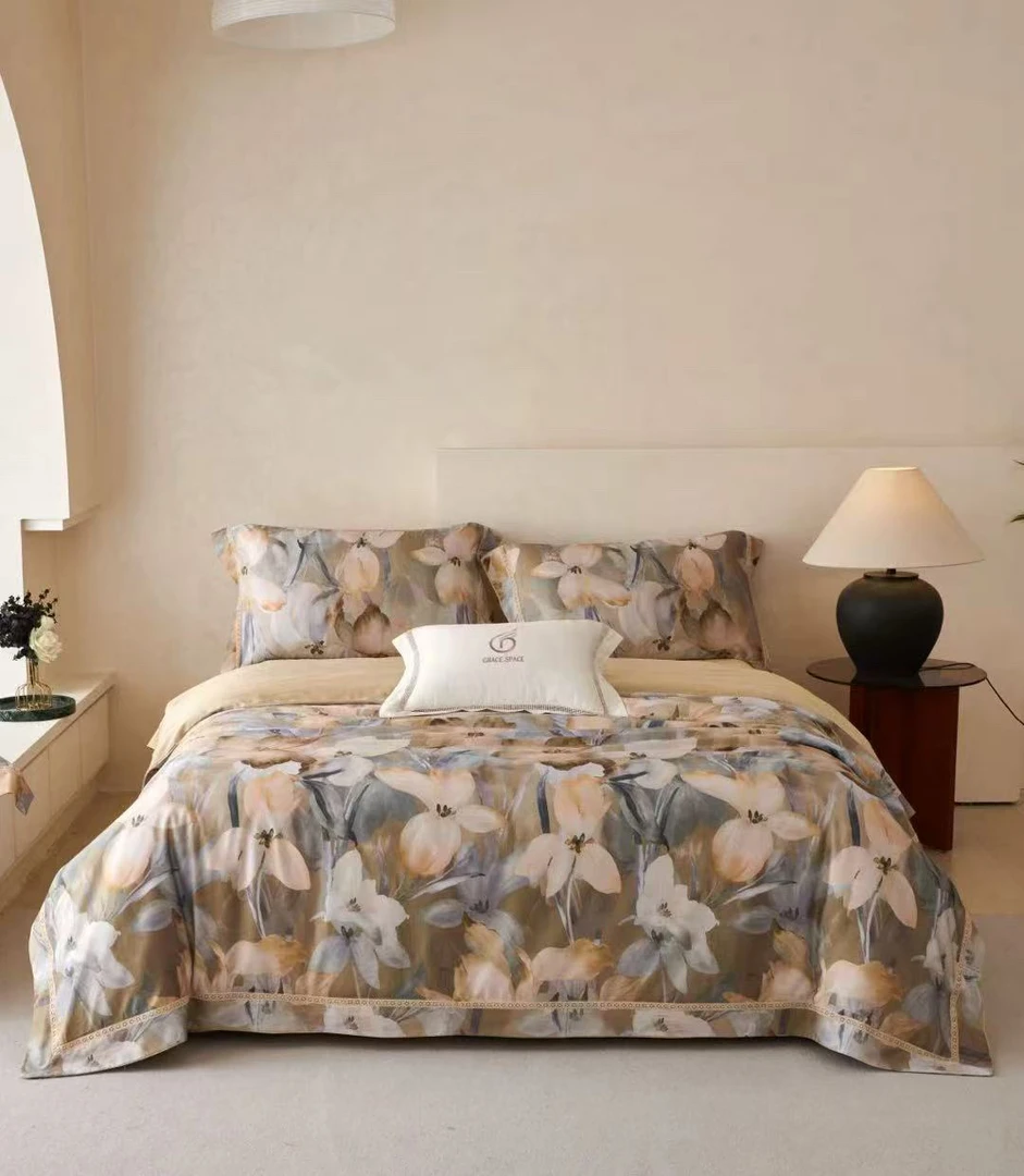 外贸大福利～超细氮莱赛尔天丝床盖版四件套标准200*230微瑕～L570