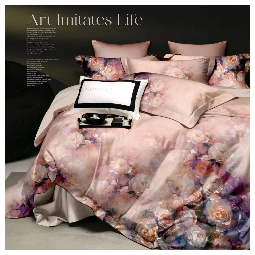 高奢款(俏佳人)四件套-100%全棉数码印花/高支高密亲肤柔软