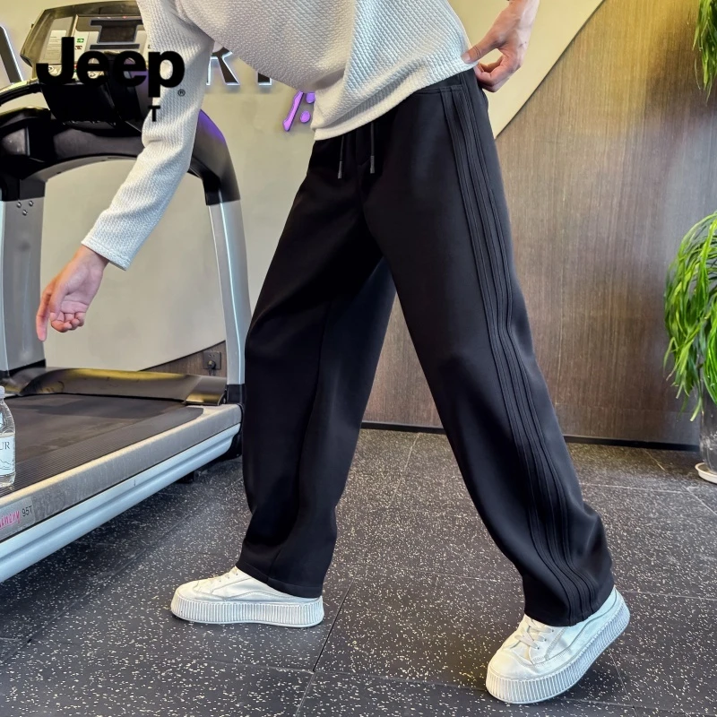 JEEPSPIRIT吉普男士卫裤秋季裤子男百搭直筒弯刀裤男装运动休闲裤