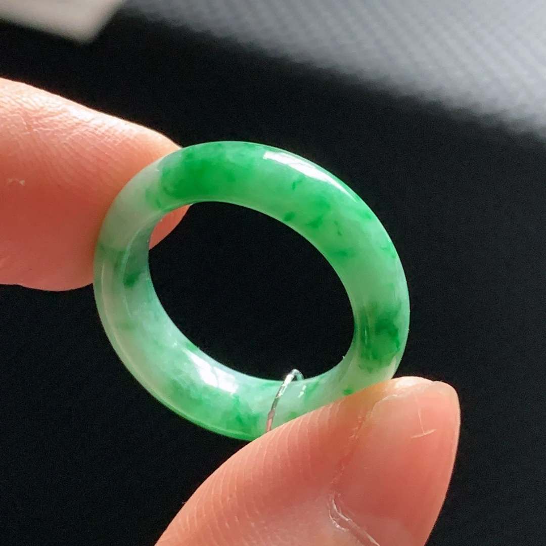 翡翠戒指Y221圈口11圈口号 缅甸指环戒圈天然a货玉石素圈
