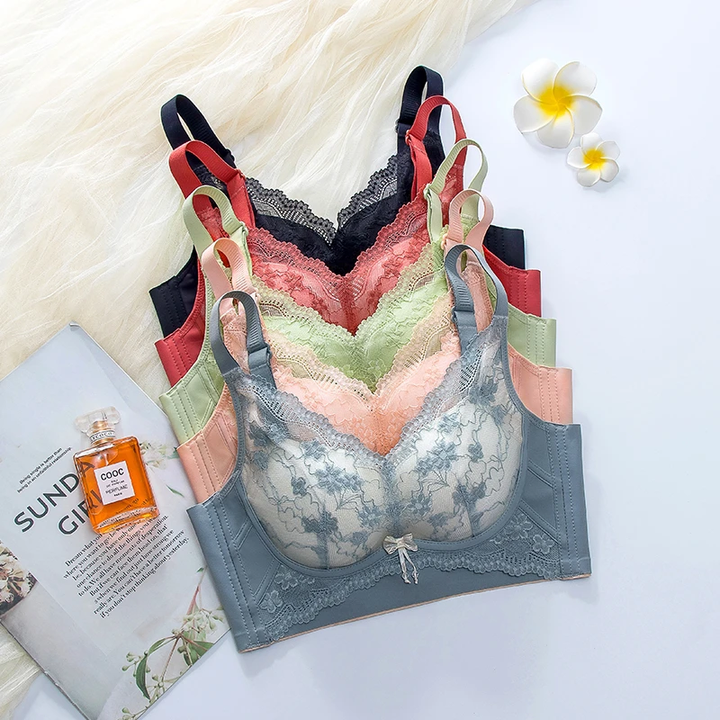 【3027】院线聚拢撞色蕾丝杯面侧比支撑聚拢调整型草本内衣女款