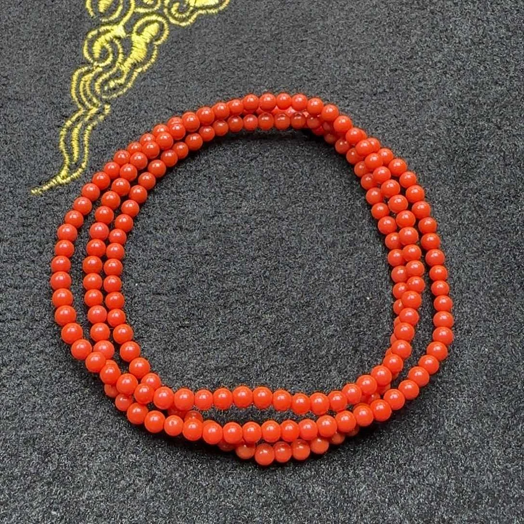 南红玛瑙未镶嵌手串满色满肉4mm锦红多圈