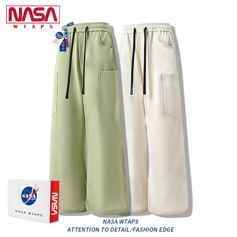 NASA WTAPS重磅弯刀卫裤男女春季新款休闲宽松直筒阔腿褶皱卫裤潮