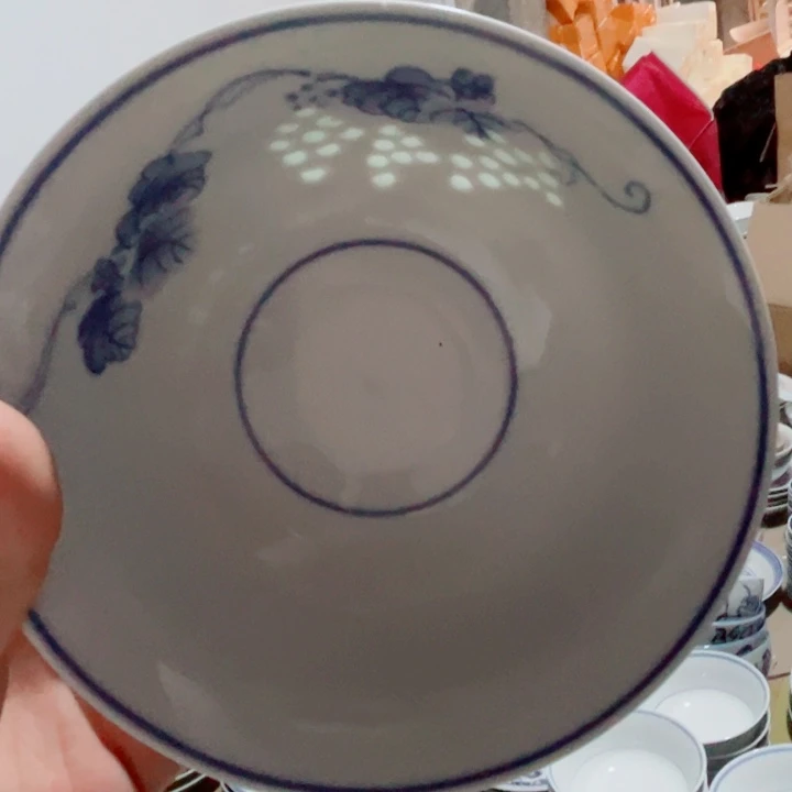 青花玲珑5寸饭碗葡萄
