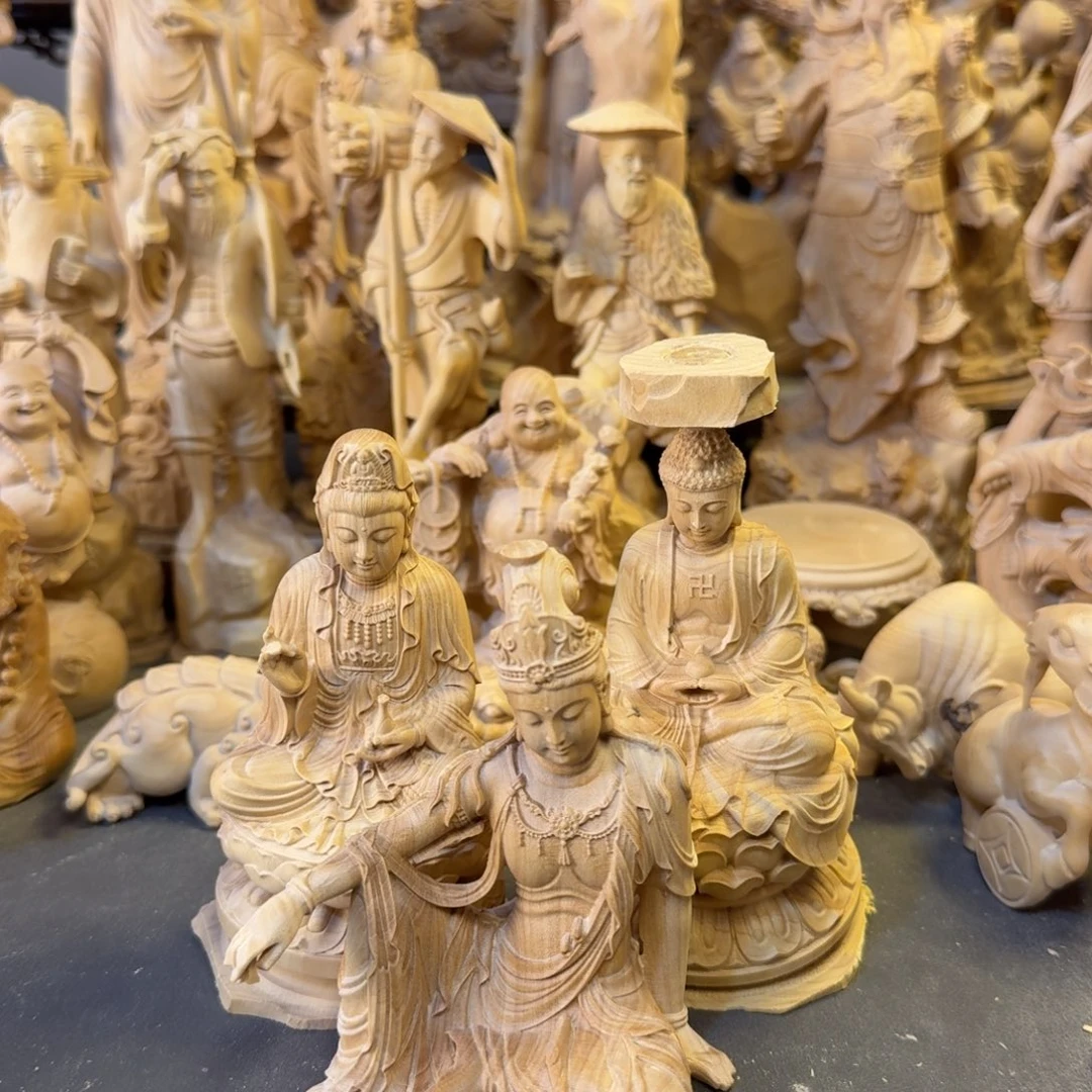 呼***包黄杨木小叶黄杨木10高观音大日如来摆件