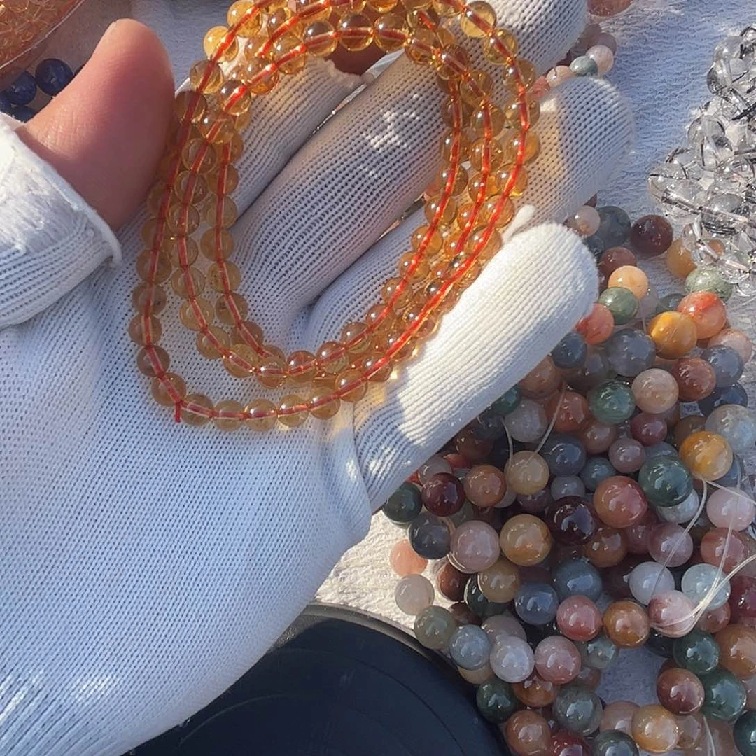 烟晶戒指银S925镶嵌垚***油黄水晶手串