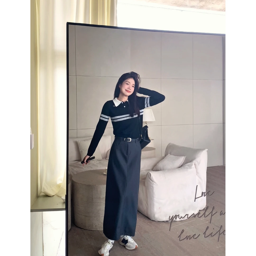 12.21大促 劳伦学院/学院风气质显瘦polo领针织衫 Au085