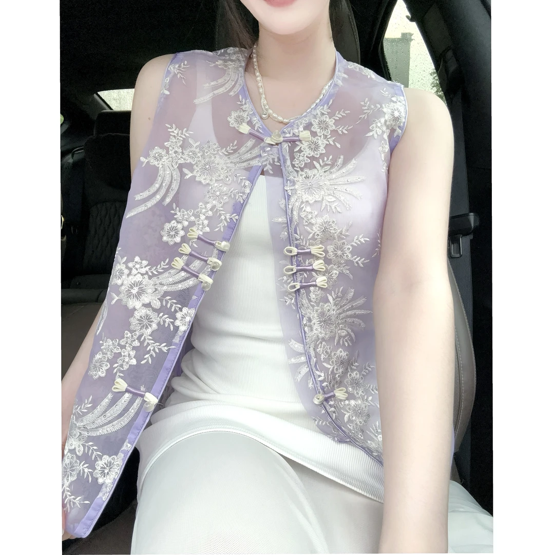 【星恋】手工马甲亮片绣花重工薄款透气精致气质女装国风马甲