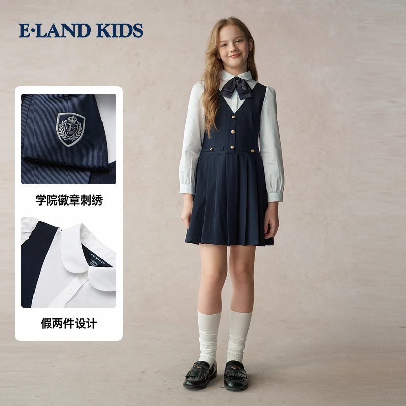 【零染科技】E·LAND KIDS衣恋25新款秋女童连衣裙学院风EKOWF4921E