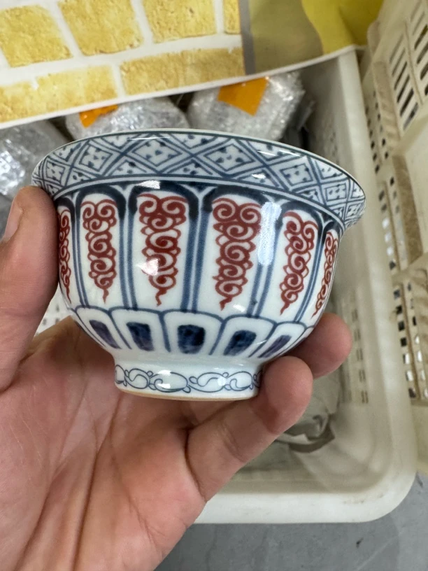 景德镇釉里红芭蕉叶大压手