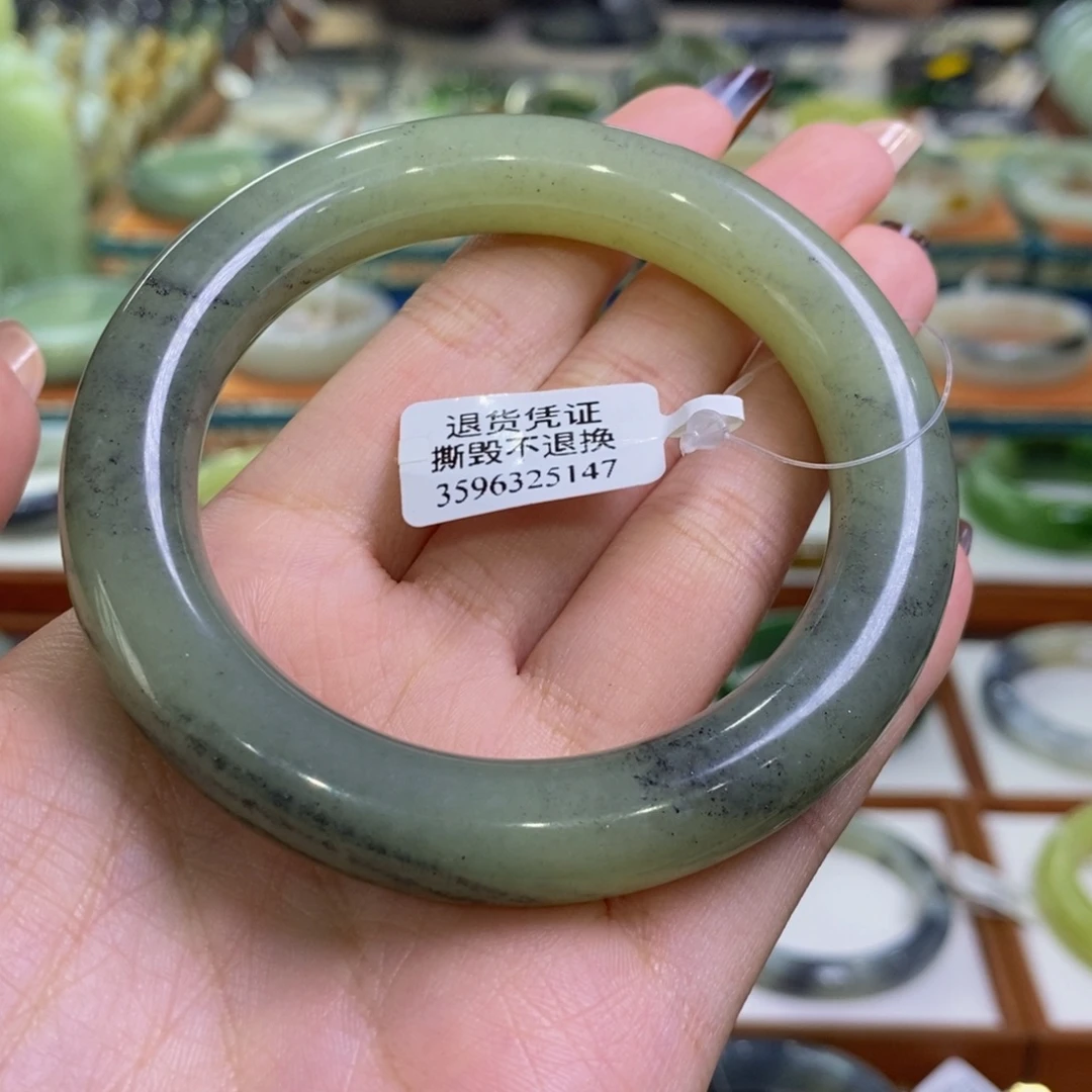 花***溪和田玉未镶嵌手镯且末黄口飘青花圆条58/59