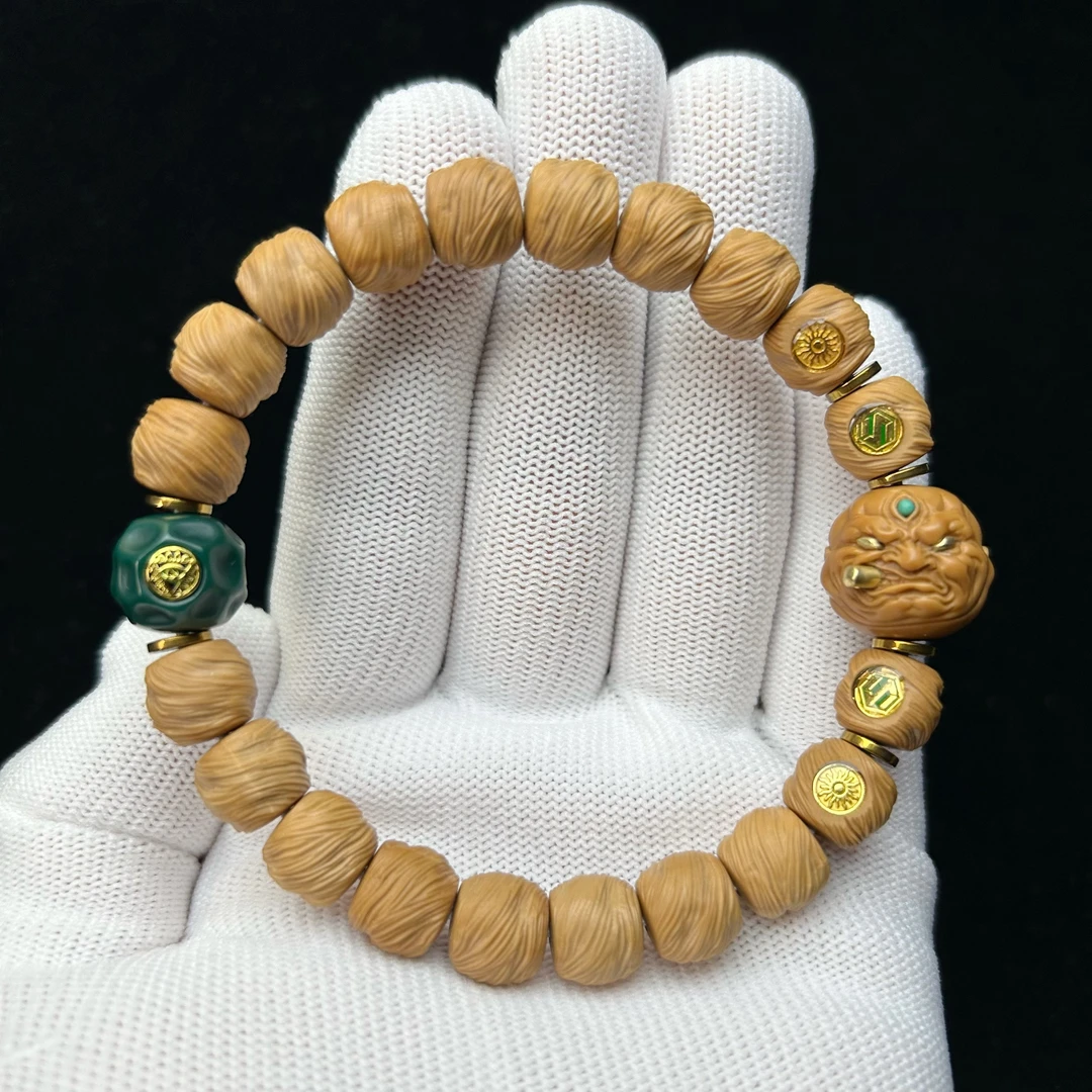 猴头核桃雕刻鬼印手串 原皮原色 全品 精工精卡 高端品质毕业级别