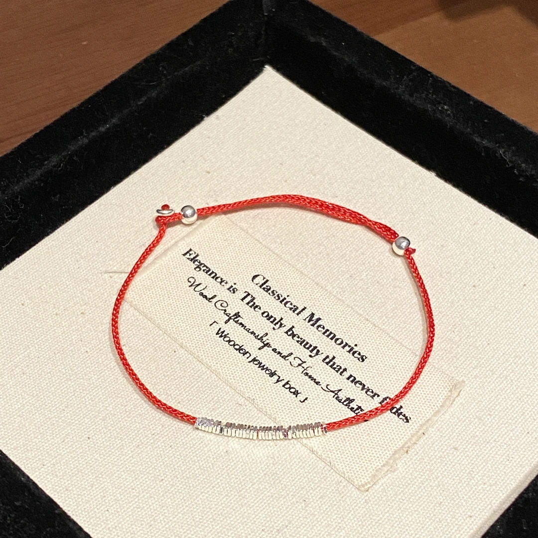 925银布艺手链 简约大气精致百搭小红绳手链A2464