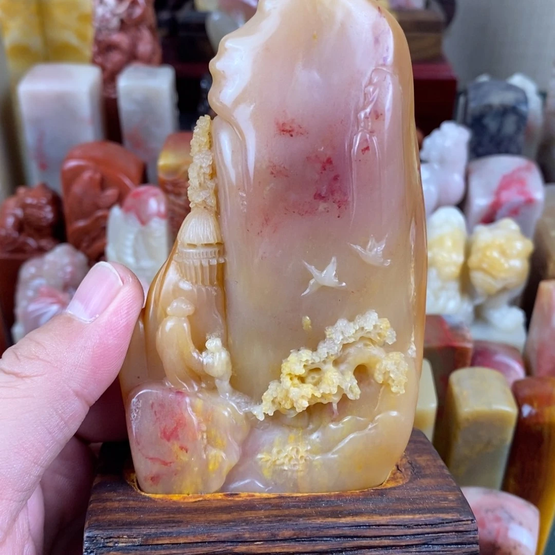 巴林石其他巴林鸡血石摆件