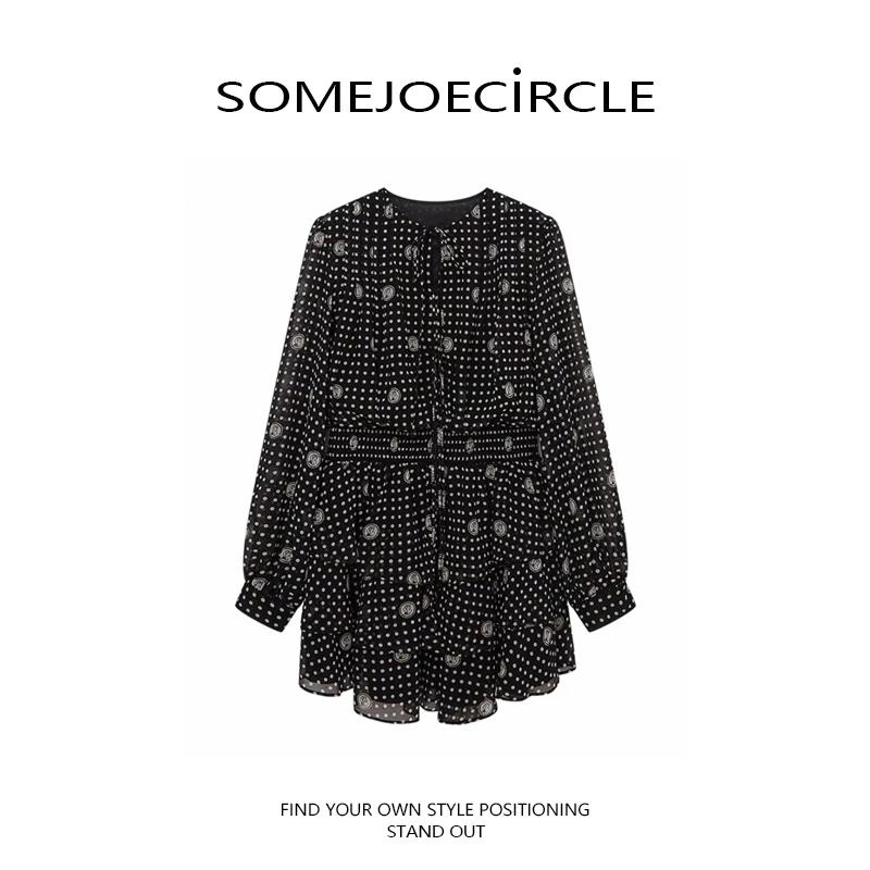 SOMEJOECIRCLE【Little lulu联名】2025秋季新款长袖连衣裙Z6803