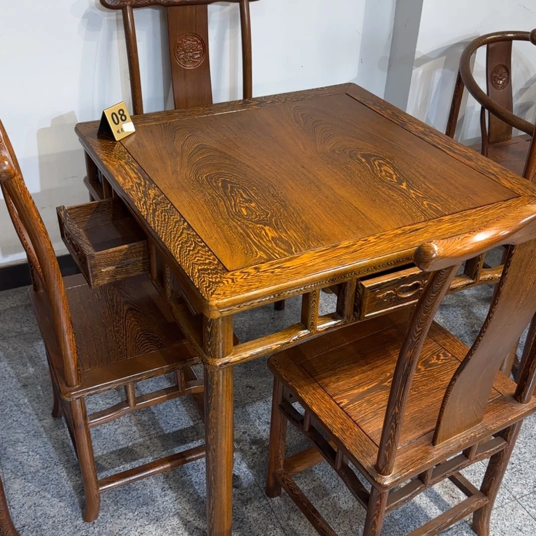 鸡翅木类成套家具90✖️90高78一桌四椅