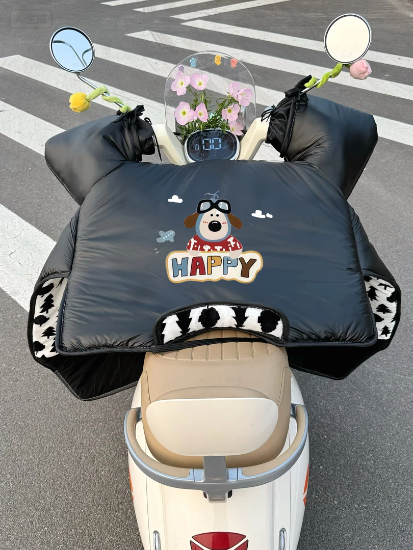 2025冬季新款电动车挡风被加绒加厚防水防风加大加宽护脖法兰绒