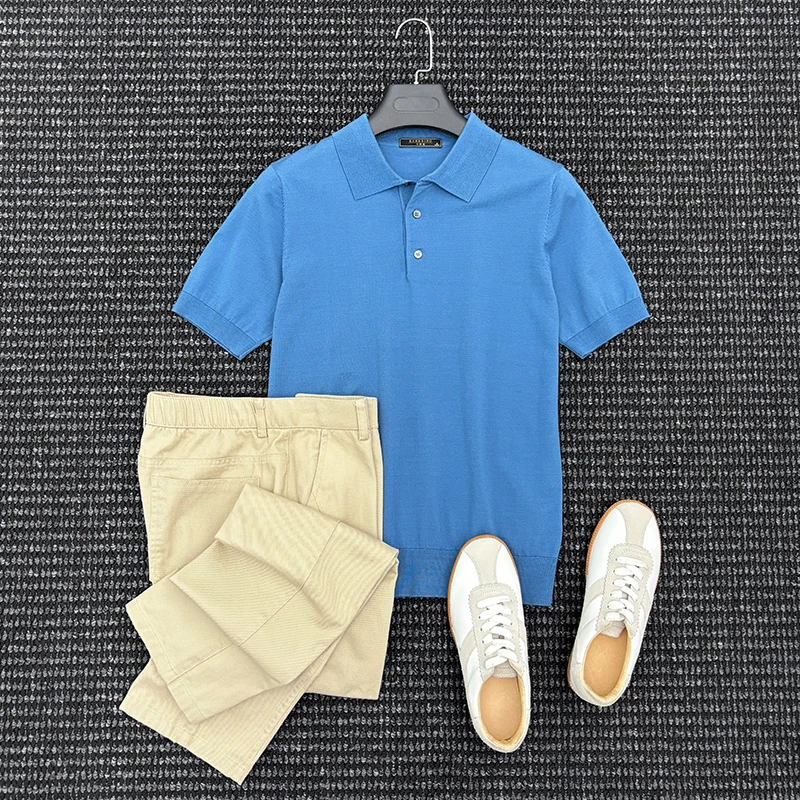 Mrperfect意式老钱风 夏季男士休闲翻领针织POLO衫时尚短袖男T恤