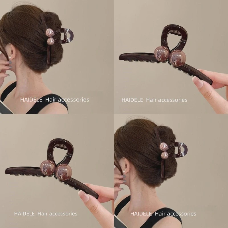 高级感珍珠抓夹大号鲨鱼夹发夹女2025新款后脑勺盘发夹子发饰时尚