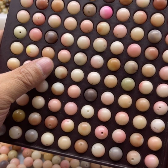 吊坠白玉菩提瑕疵12粉圆珠120颗