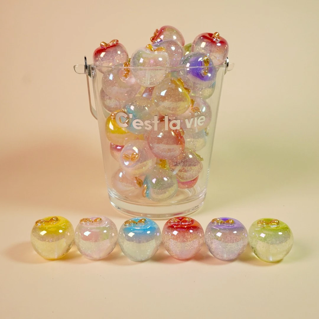 夜光精品电镀星空大苹果树脂微缩水果过家家创意装饰汽车桌面摆件