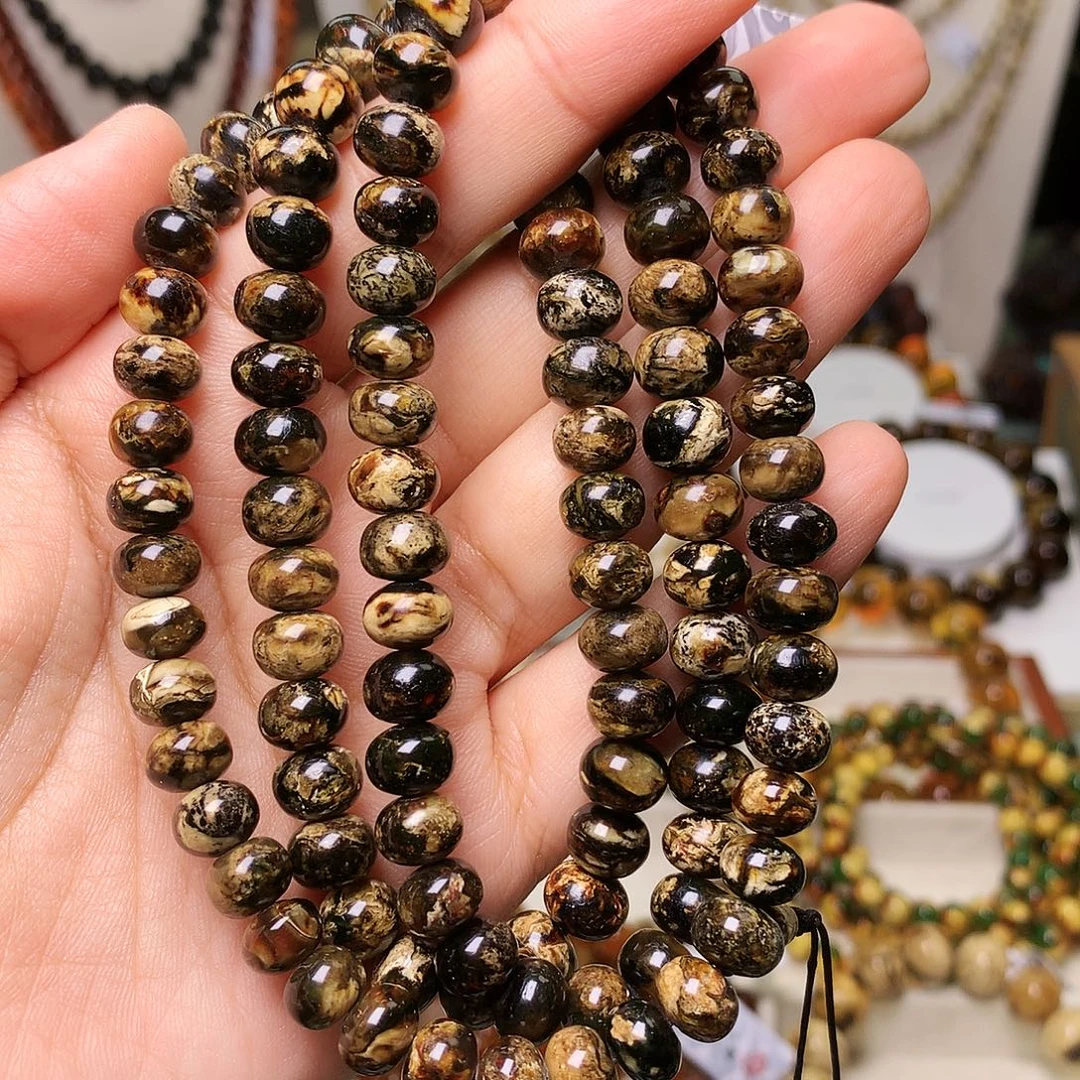 琥珀未镶嵌裸石熊猫花8-731