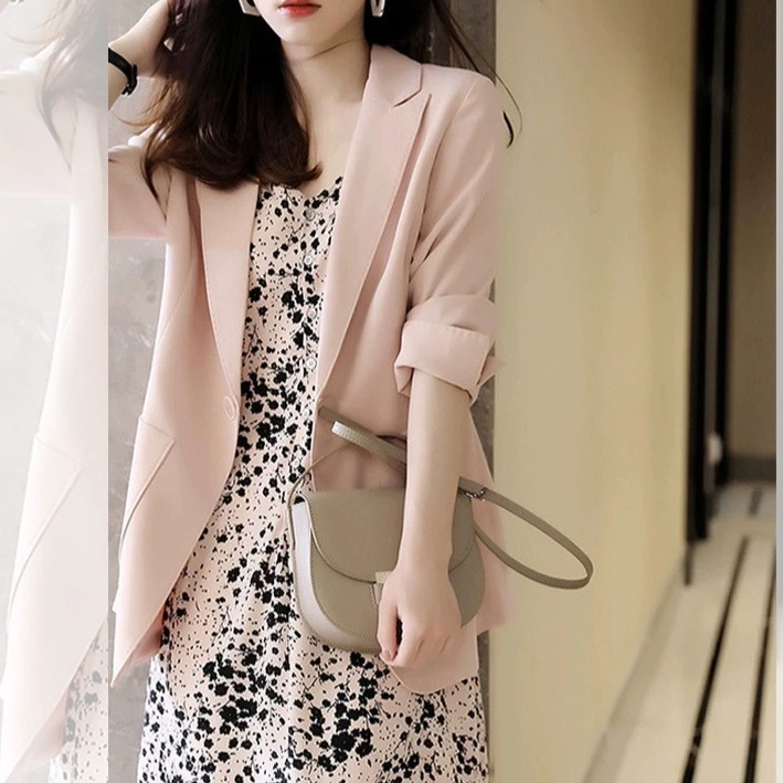 吊带连衣裙女小西装外套两件套2025新款高级感内搭长裙碎花裙套装