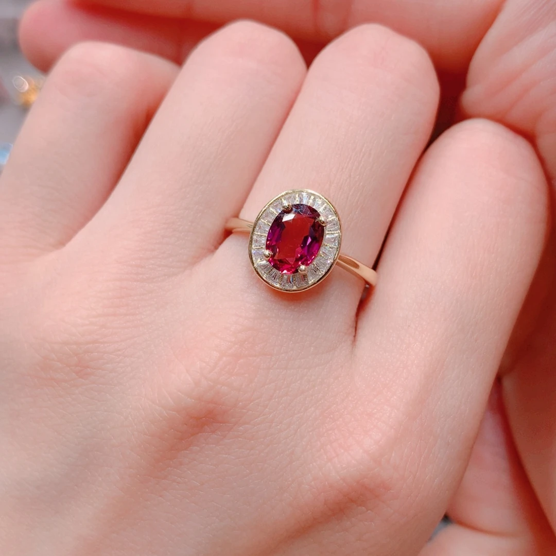 石榴石戒指银S925镶嵌