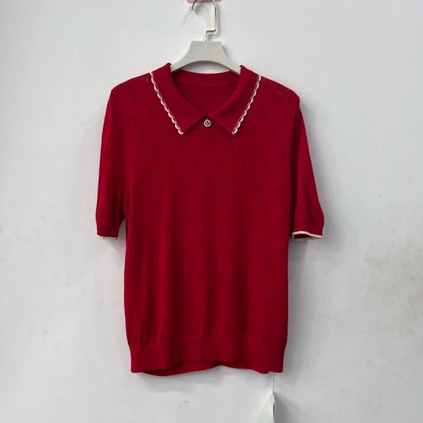 【名角服饰】【8706款花边翻领】时尚百搭夏季女款翻领短袖