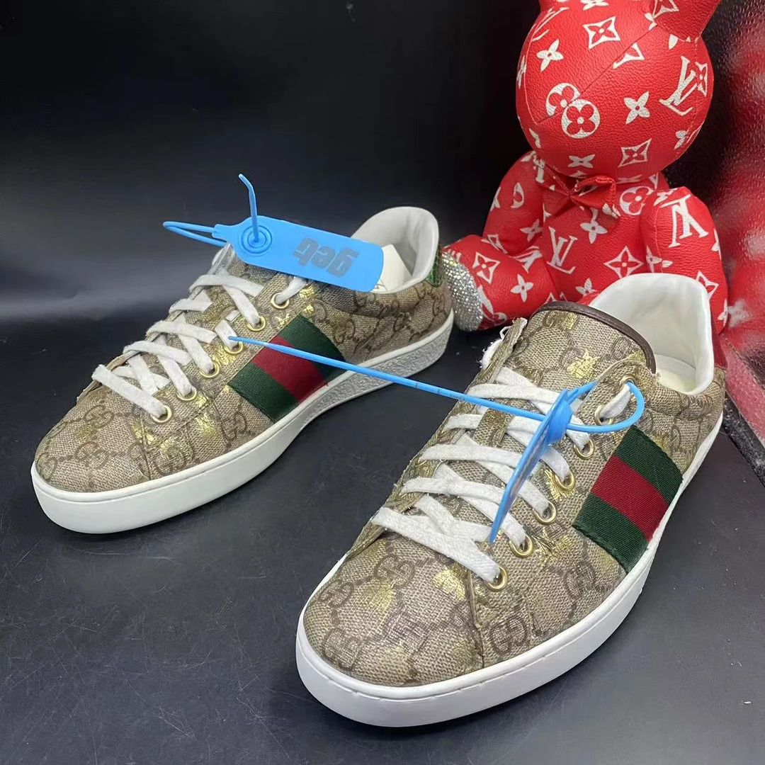 【聚星优选】GUCCI/古驰/男休闲棕老花烫金蜜蜂板鞋多码数ddm