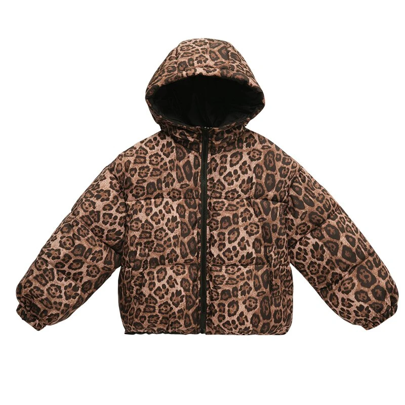 【豹好看】两面穿女童外套2024冬装新款儿童豹纹加厚棉服ADR1177