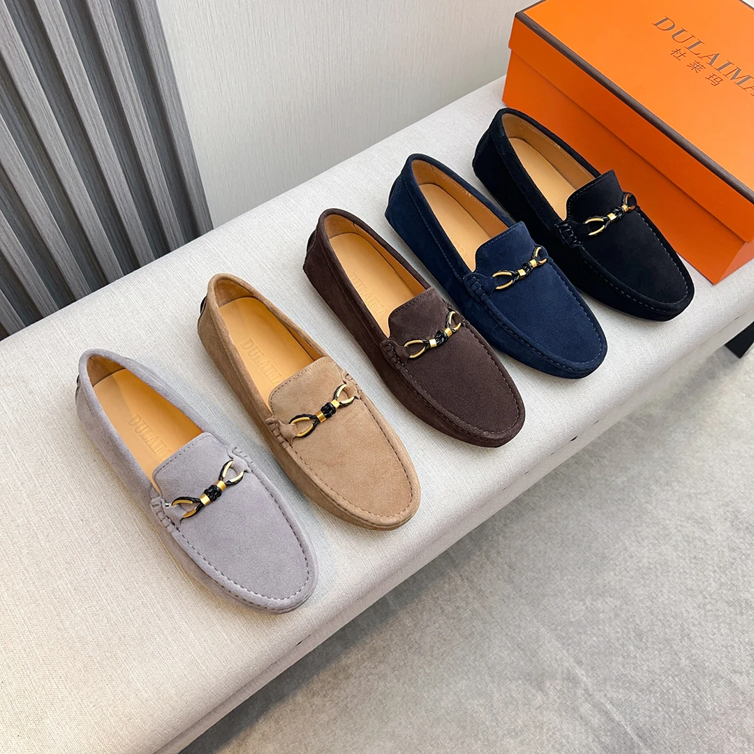 2025年夏季新款豆豆鞋透气舒适轻便男士百搭真皮软底时尚乐福鞋男