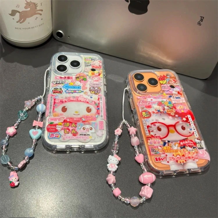 ins可爱透明日语标签Kitty适用iPhone17promax手机壳16pro手链15