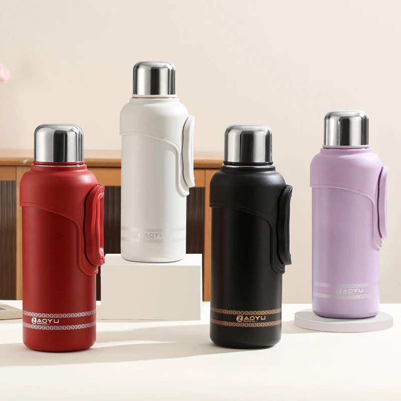 【西藏包邮】一键开盖带杯盖便携折叠把手保温壶暖瓶大容量保温杯