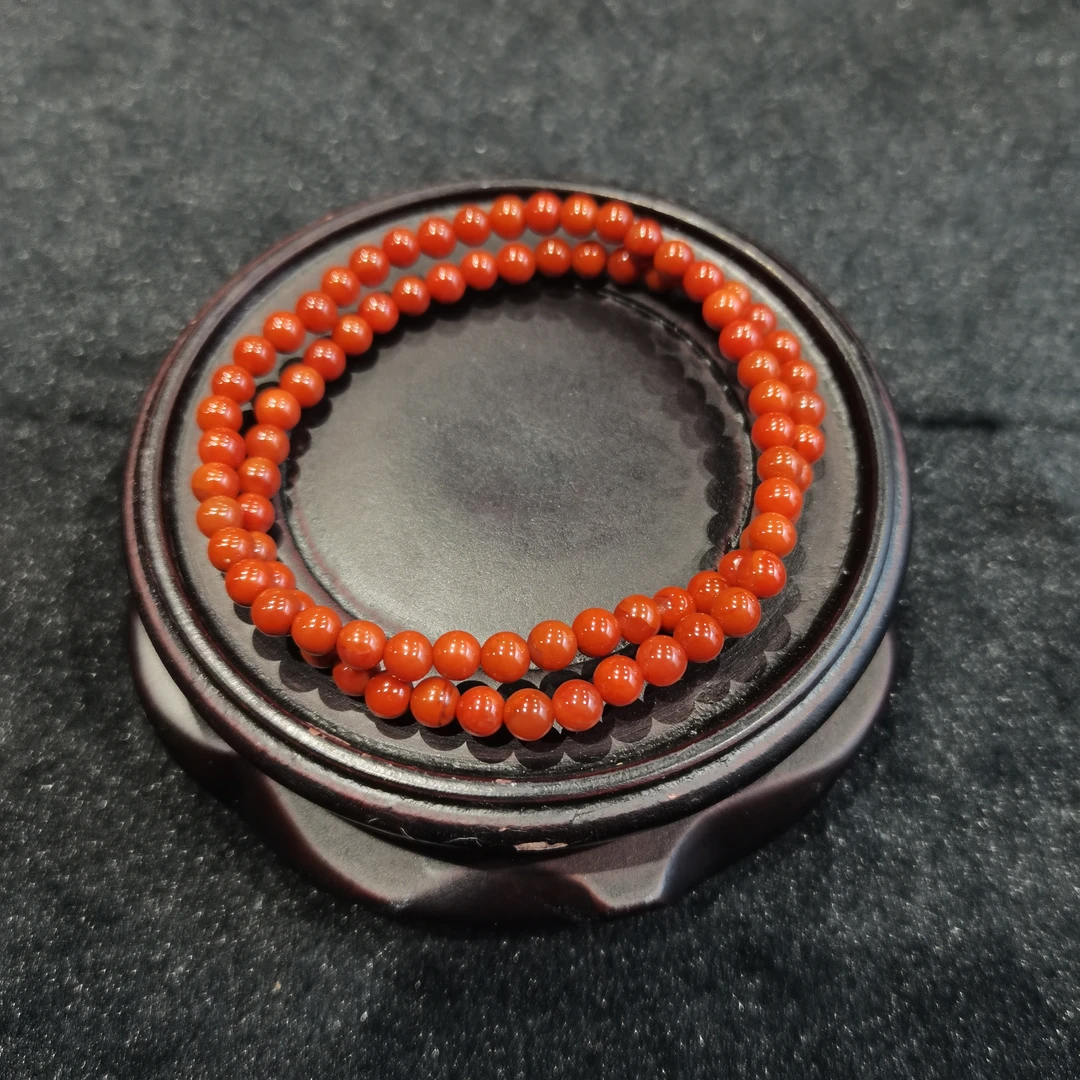 川料南红玛瑙瓦西满肉红色调女士双圈时尚百搭5m多样性南红珠三类