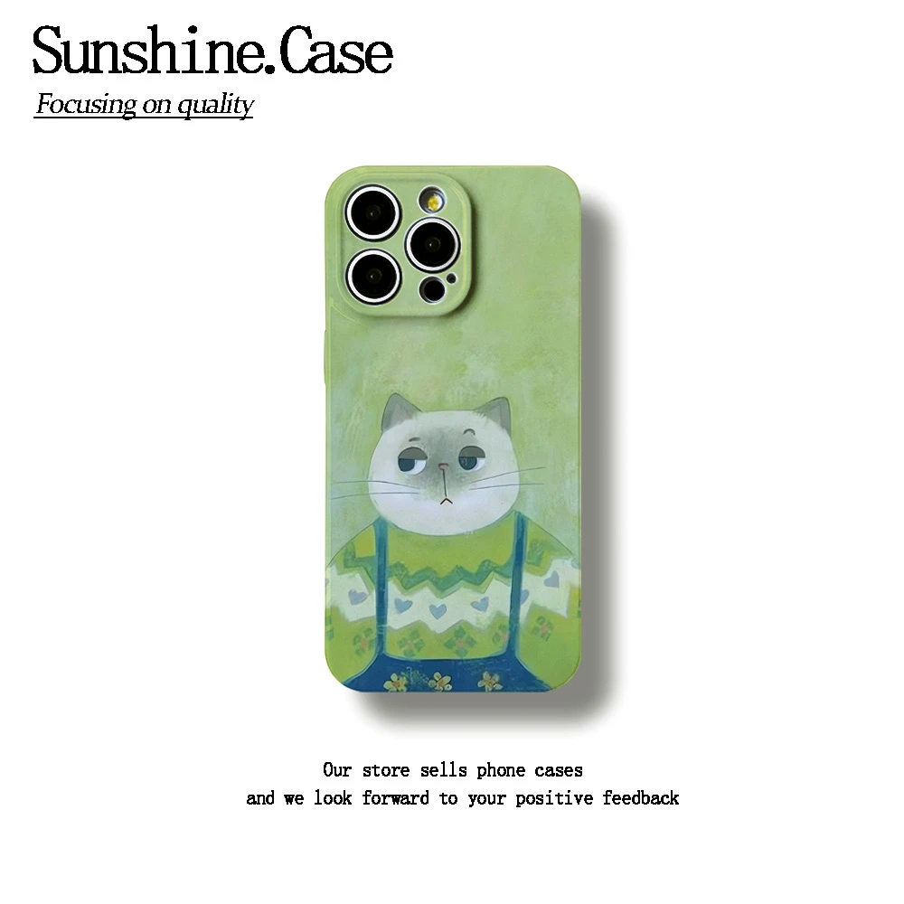 忧郁小猫菲林软壳适用苹果oppo华为vivo小米荣耀创意手机壳防摔