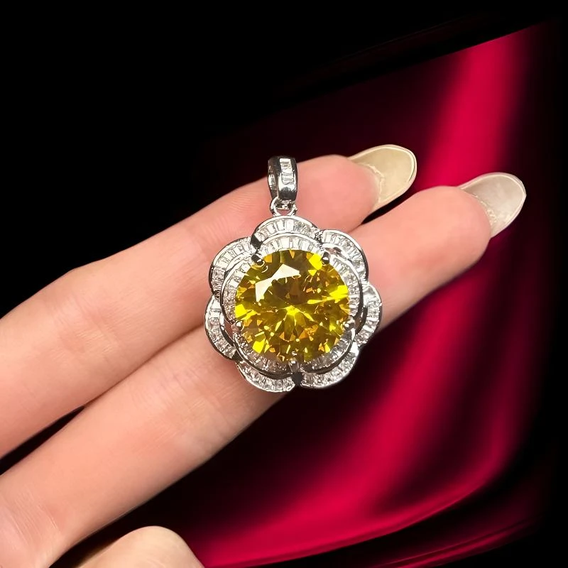 瑾萱高订名饰261-轻奢幻彩黄宝精切合金吊坠