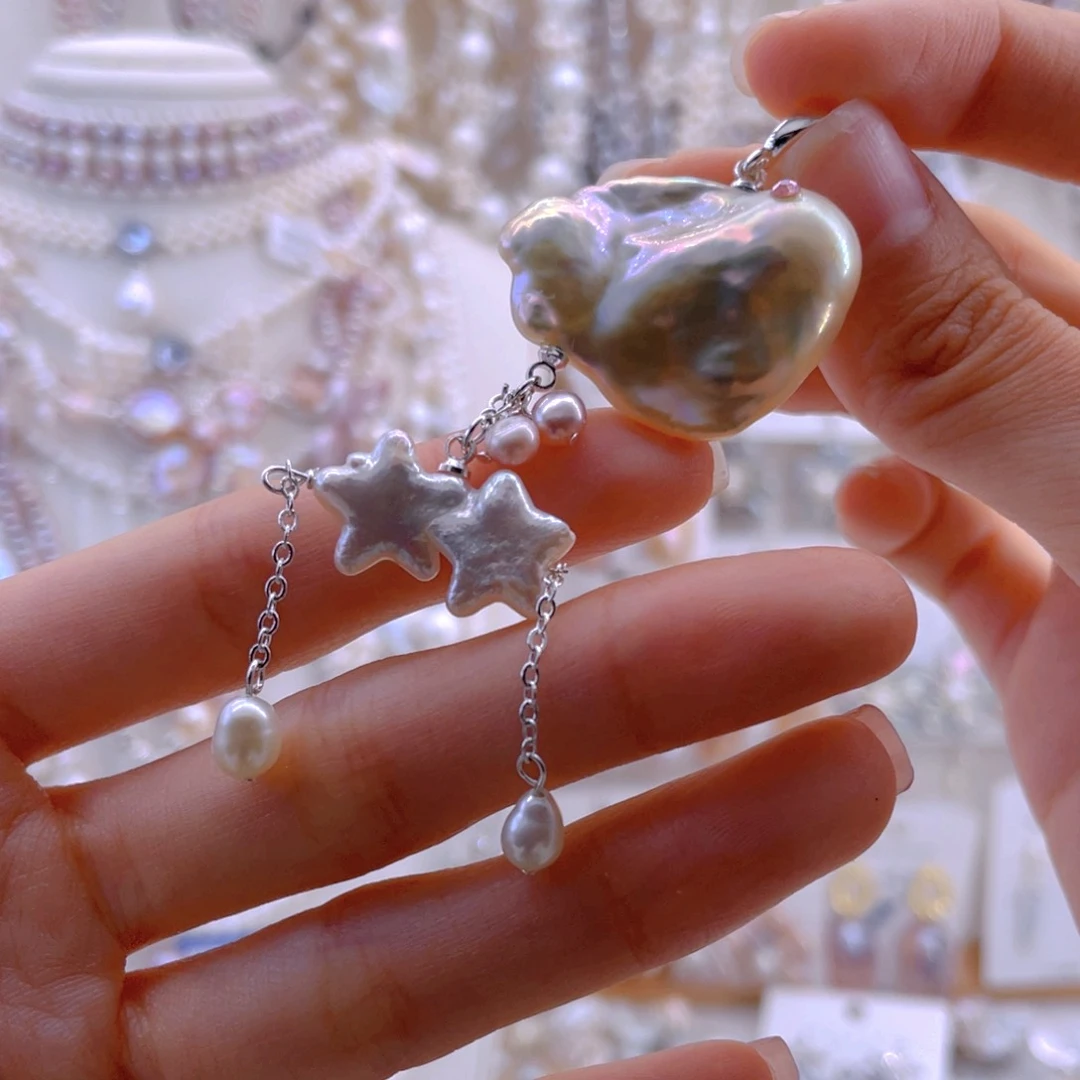 未镶嵌耳饰淡水珍珠吊坠