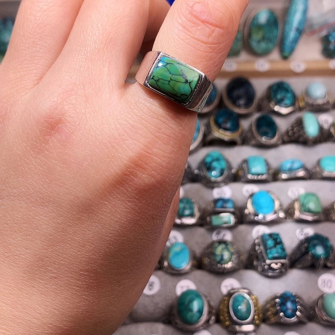 绿松石挂件银S925镶嵌