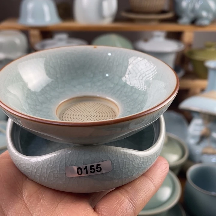 J原矿微微瑕冰片三足茶漏155