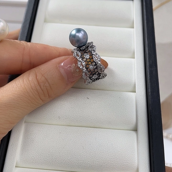 银S925镶嵌海水珍珠吊坠(不含链)